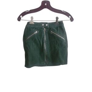Lulus woman’s corduroy mini green skirt With Pockets Woman's Sixe Xsmall Zipper